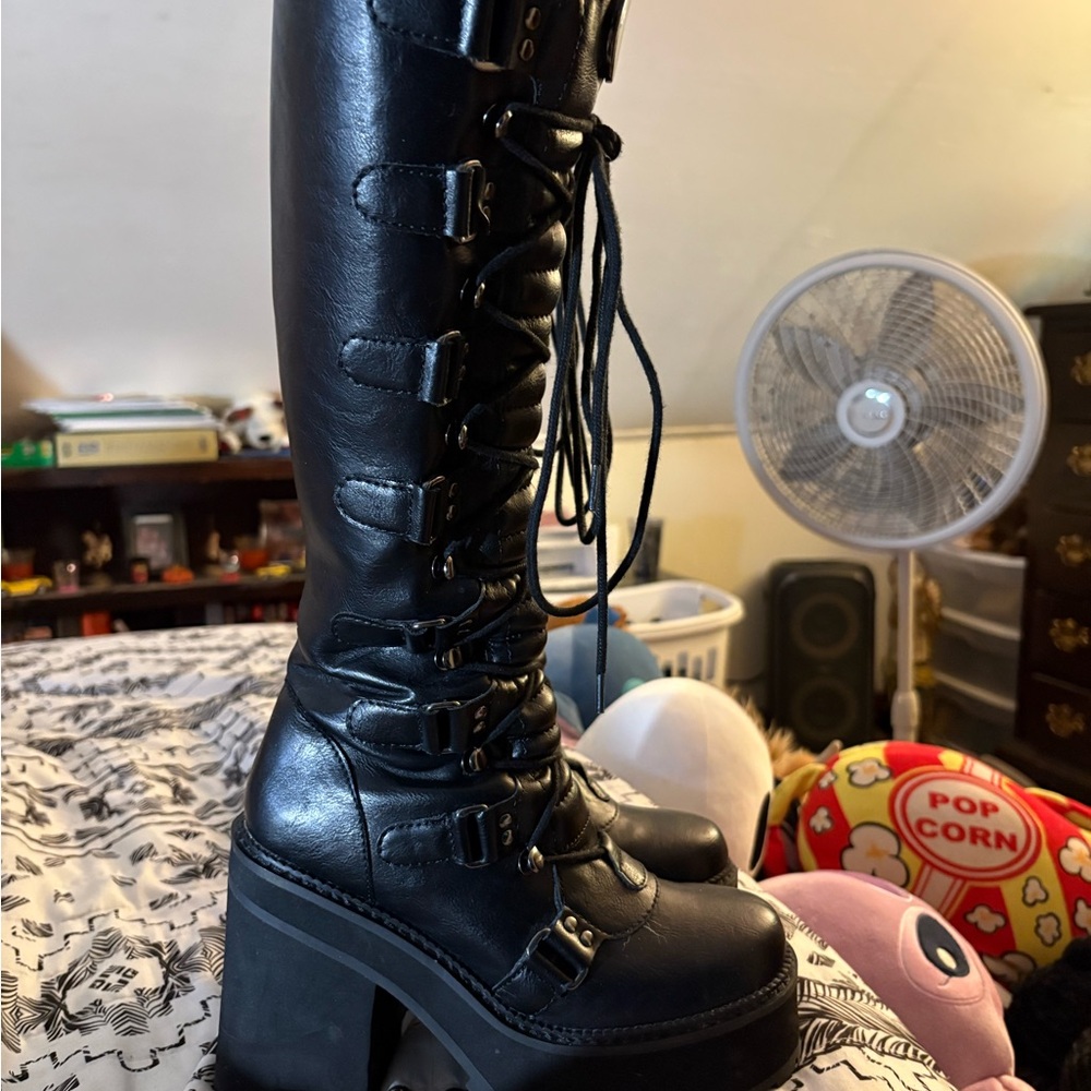 Killstar Black Lace Up Platform Boots